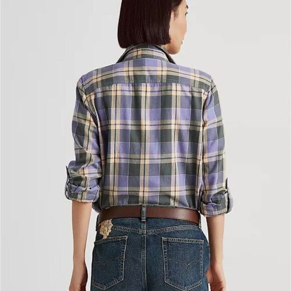 Ralph Lauren Plaid Cotton Twill Roll Tab Sleeve Button Front Shirt Size 2X - Picture 13 of 13